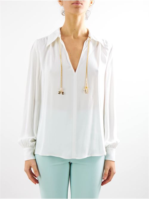 Blouse in viscose georgette fabric with accessory at the neck Elisabetta Franchi ELISABETTA FRANCHI | Shirt | CAT3041E2360